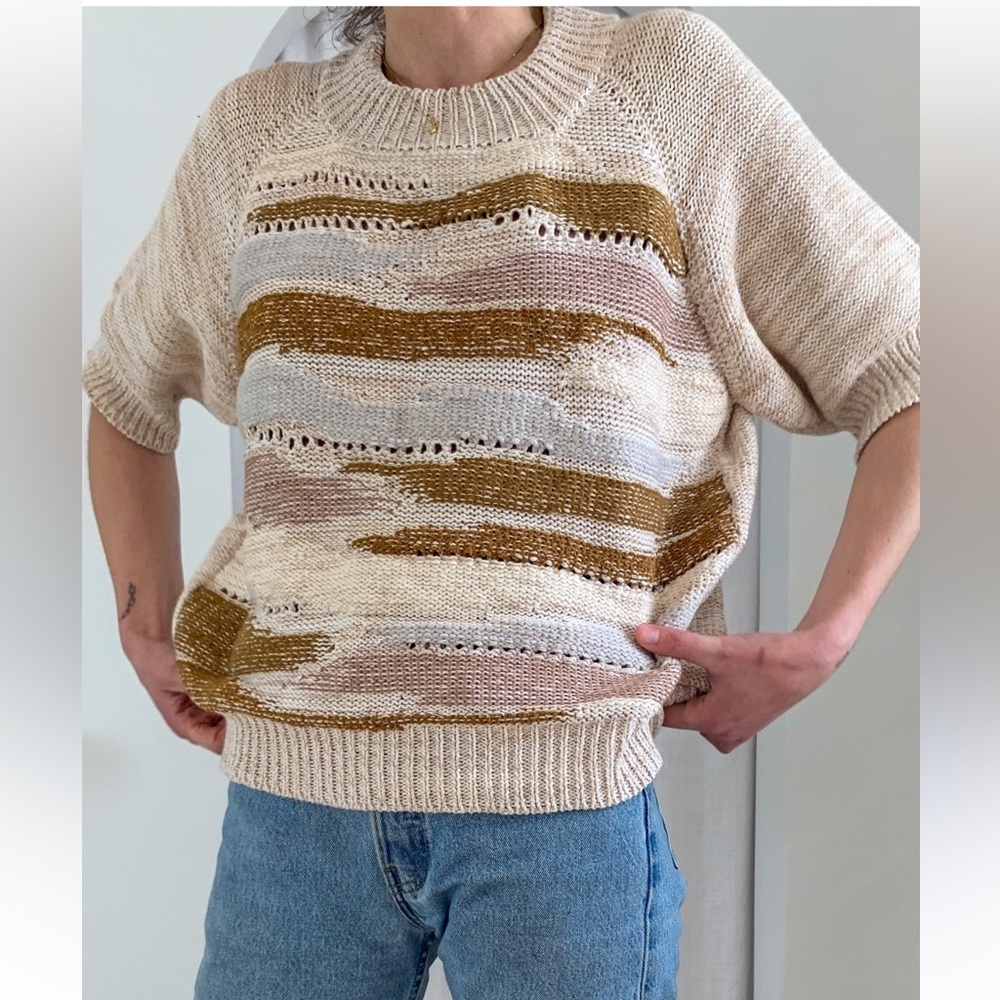 WOL HIDE STRATA PULLOVER Women's Sweater in Beige and Brown. Size  S/M